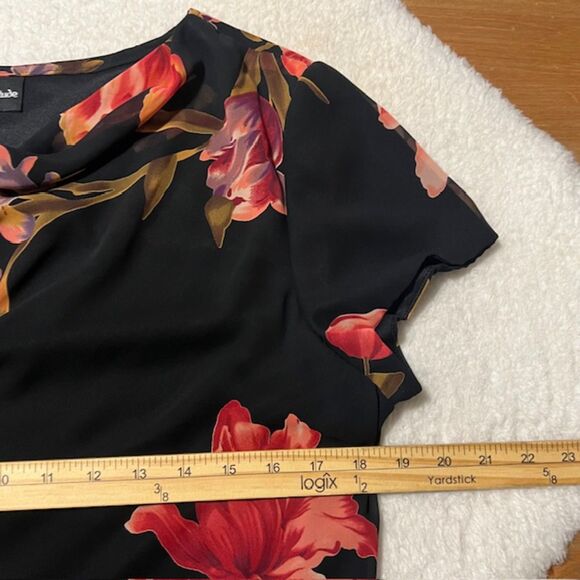 Positive Attitude Womens Black Floral Blouse & Skirt Set 2 Piece Set Size 16 - Picture 10 of 14